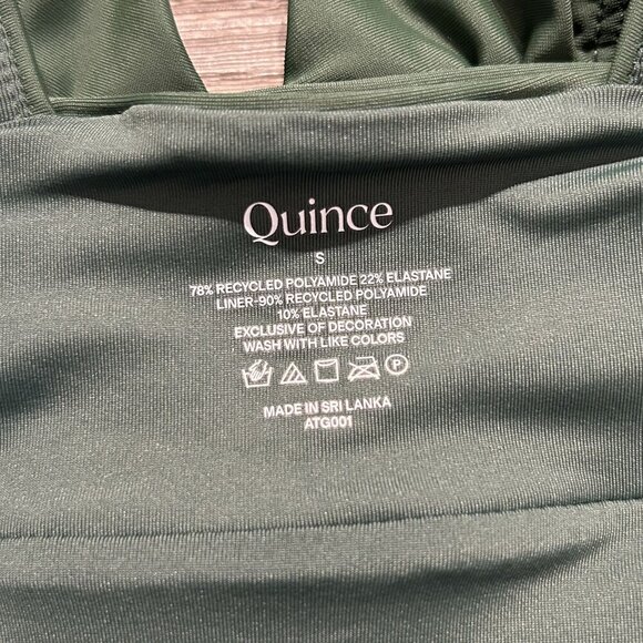 NWT Quince Small Italian Plunge One Piece Swimsuit Green Palm Swim Bathing Suit - Picture 3 of 10